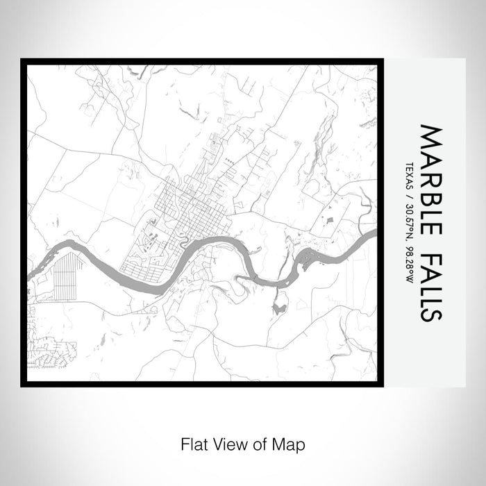 Rendered View of Marble Falls Texas Map on 20oz Stainless Steel Insulated Bottle with Bamboo Top with printed classic style map