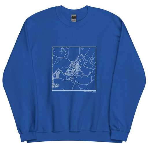 Marble Falls Texas  Map Unisex Crewneck Sweater with City inscription in Royal Blue