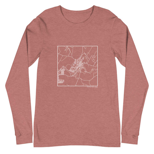 Marble Falls Texas  Map Unisex Long-Sleeve T-shirt with City inscription in Heather Mauve