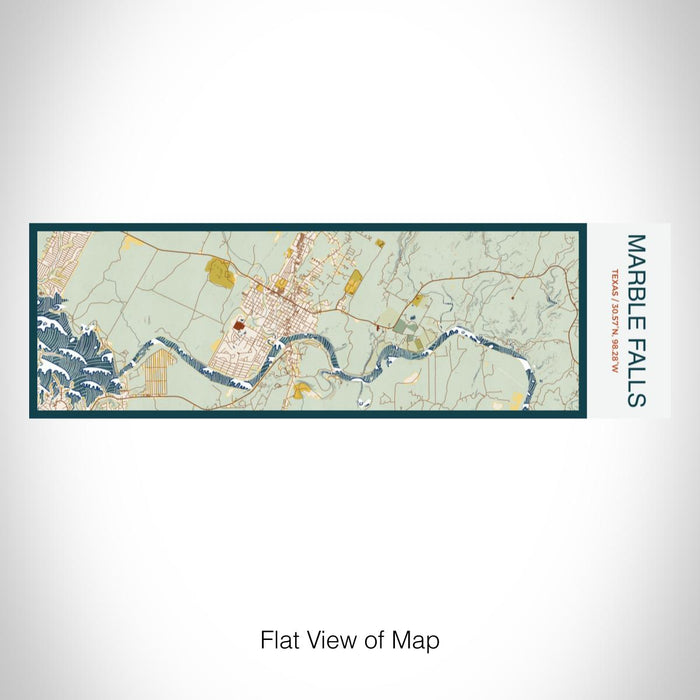 Rendered View of Marble Falls Texas Map on 10oz Stainless Steel Insulated Cup in Woodblock with Sliding Lid