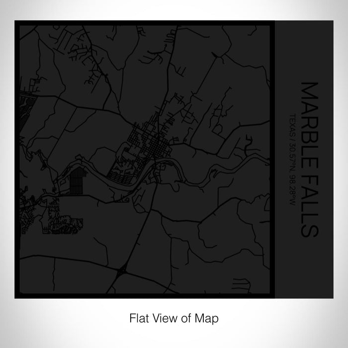 Rendered View of Marble Falls Texas Map on 17oz Stainless Steel Insulated Tumbler in Matte Black with Tactile Lines