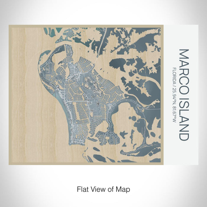 Rendered View of Marco Island Florida Map on 20oz Stainless Steel Insulated Bottle with Bamboo Top with printed afternoon style map