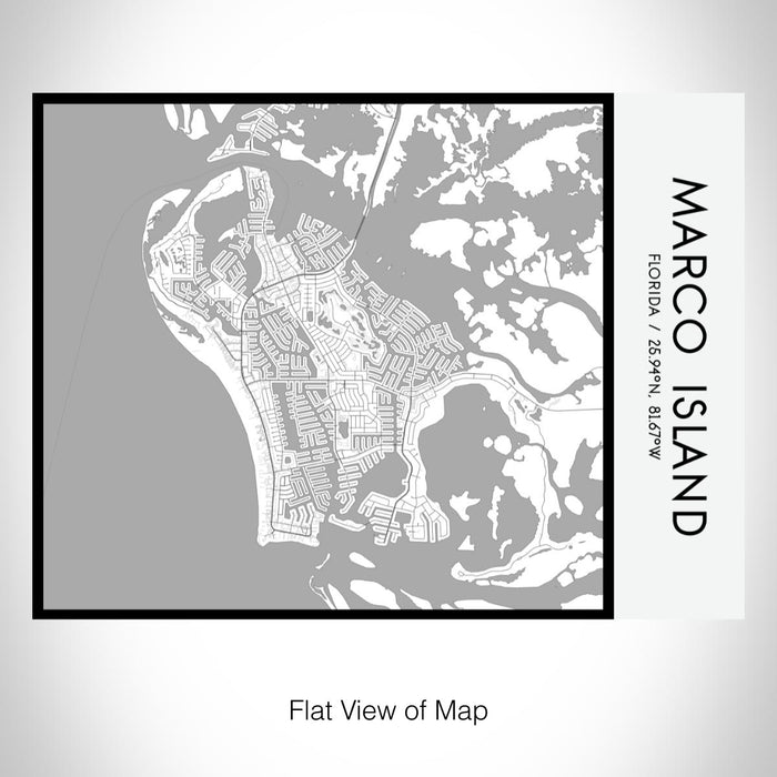 Rendered View of Marco Island Florida Map on 20oz Stainless Steel Insulated Bottle with Bamboo Top with printed classic style map