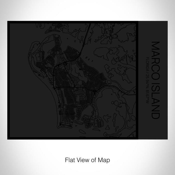 Rendered View of Marco Island Florida Map on 20oz Stainless Steel Insulated Bottle with Bamboo Top in Matte Black with printed Tactile Lines Map in Black