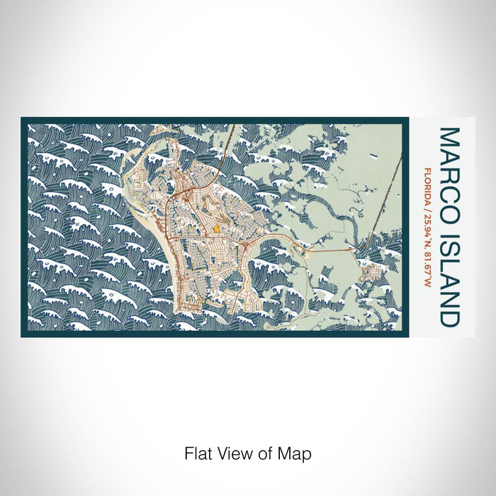 Rendered View of Marco Island Florida Map on 17oz Stainless Steel Insulated Bottle with printed woodblock style map