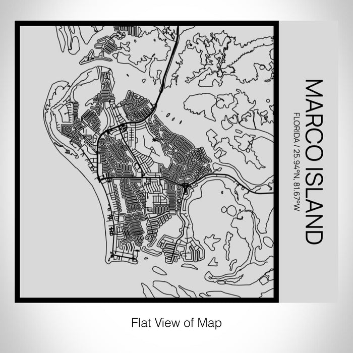 Rendered View of Marco Island Florida Map on 17oz Stainless Steel Insulated Tumbler in Tactile Lines with Succulent in Background