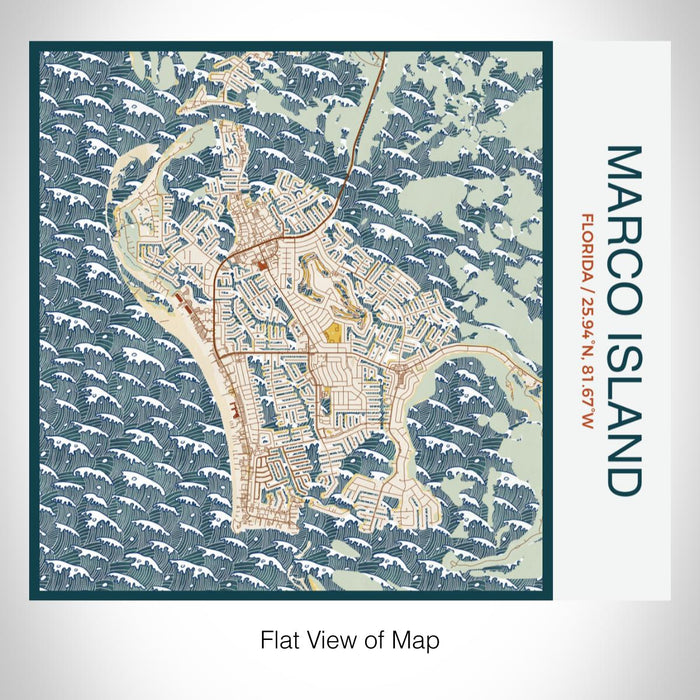 Rendered View of Marco Island Florida Map on 17oz Stainless Steel Insulated Tumbler in Woodblock Map Style