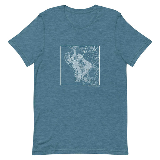 Marco Island Florida  Map Unisex T-Shirt with City inscription in Heather Teal