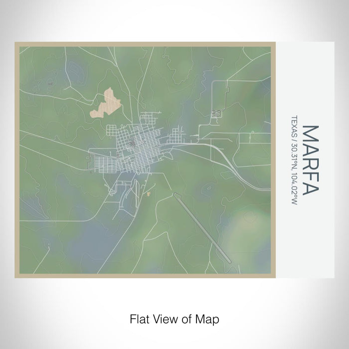 Rendered View of Marfa Texas Map on 20oz Stainless Steel Insulated Bottle with Bamboo Top with printed afternoon style map