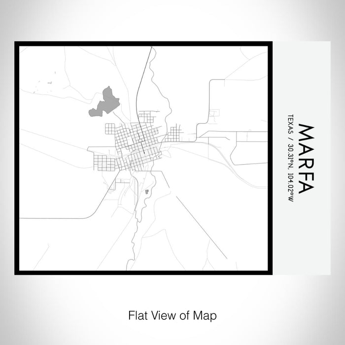 Rendered View of Marfa Texas Map on 20oz Stainless Steel Insulated Bottle with Bamboo Top with printed classic style map