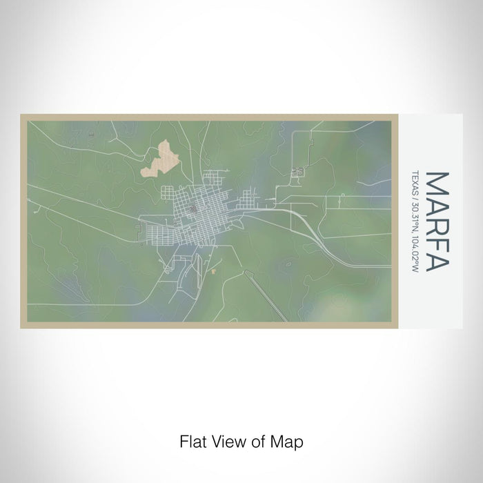 Rendered View of Marfa Texas Map on 17oz Stainless Steel Insulated Bottle with printed afternoon style map