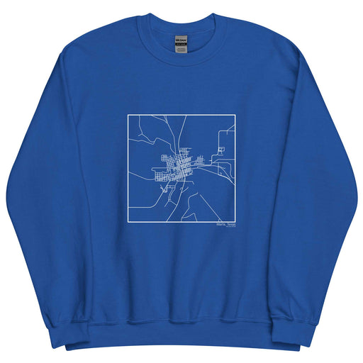 Marfa Texas  Map Unisex Crewneck Sweater with City inscription in Royal Blue