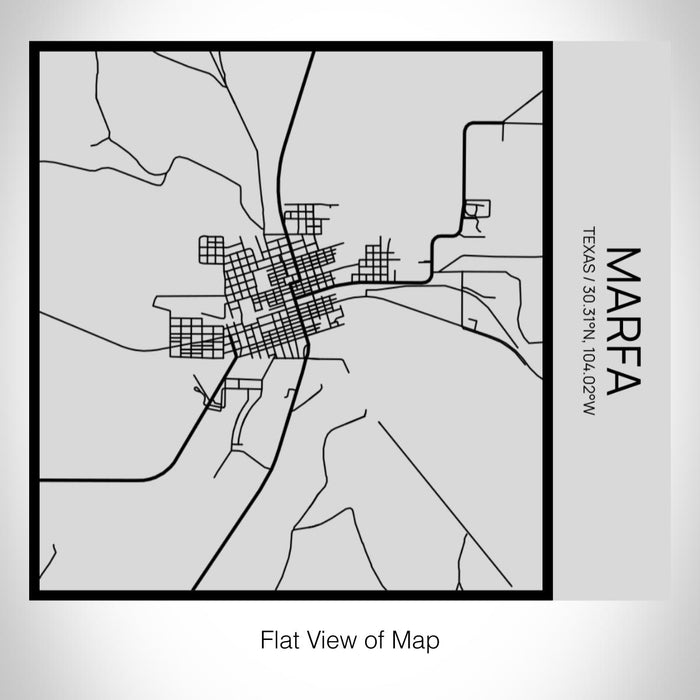 Rendered View of Marfa Texas Map on 17oz Stainless Steel Insulated Tumbler in Tactile Lines with Succulent in Background