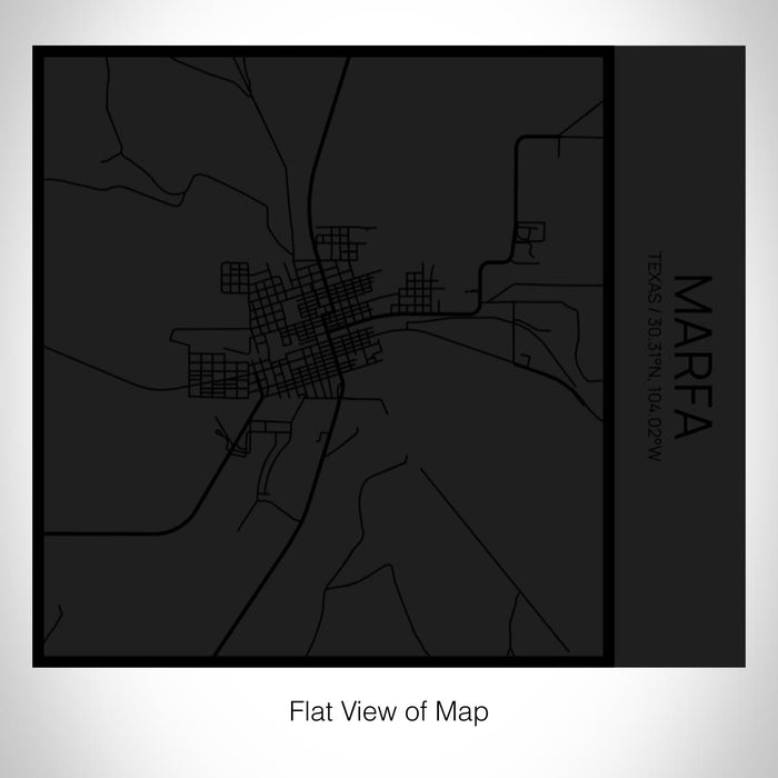 Rendered View of Marfa Texas Map on 17oz Stainless Steel Insulated Tumbler in Matte Black with Tactile Lines