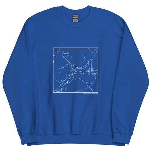 Margaretville New York  Map Unisex Crewneck Sweater with City inscription in Royal Blue