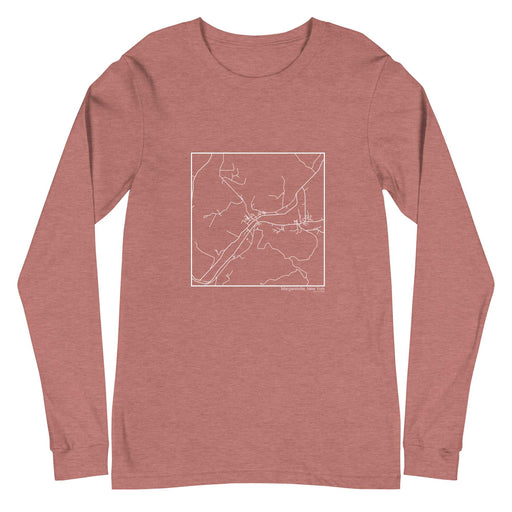 Margaretville New York  Map Unisex Long-Sleeve T-shirt with City inscription in Heather Mauve