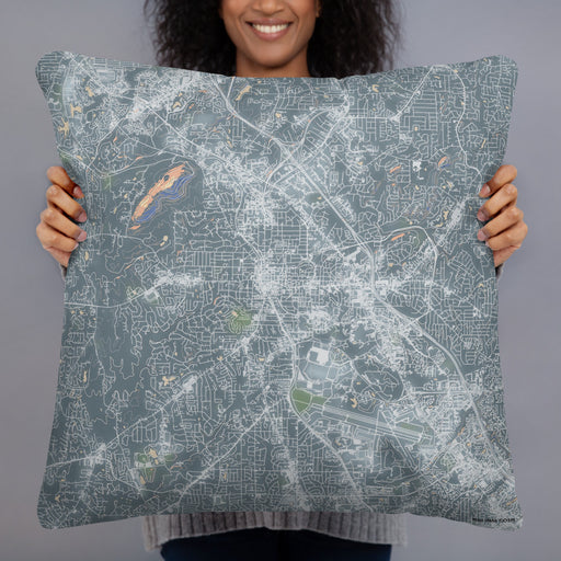 Person holding 22x22 Custom Marietta Georgia Map Throw Pillow in Afternoon