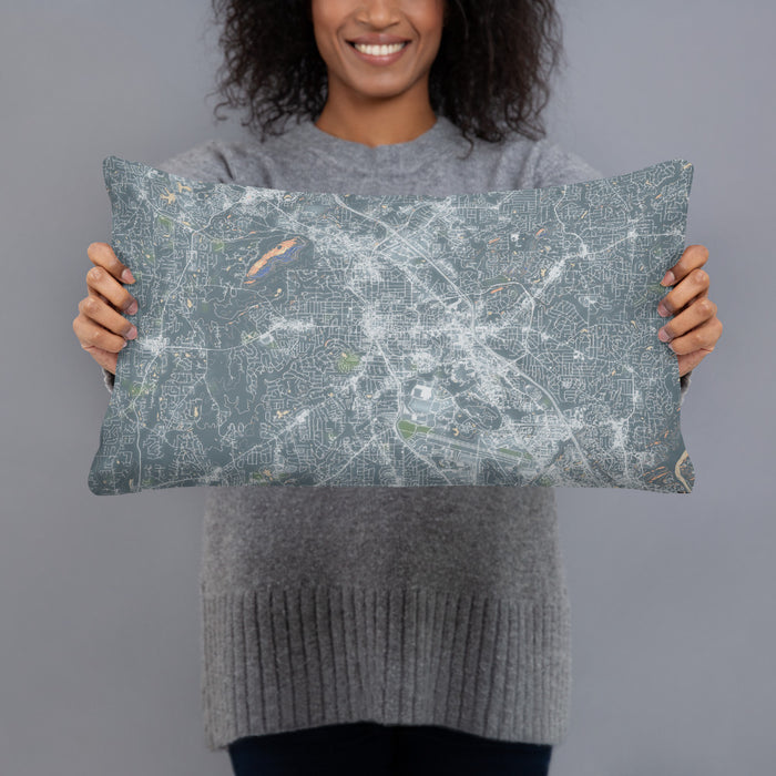 Person holding 20x12 Custom Marietta Georgia Map Throw Pillow in Afternoon