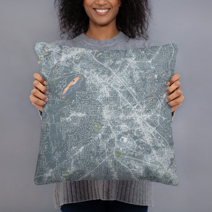 Person holding 18x18 Custom Marietta Georgia Map Throw Pillow in Afternoon