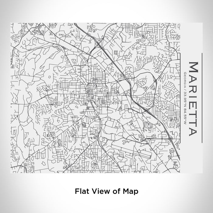 Rendered View of Marietta Georgia Map Engraving on 20oz Stainless Steel Insulated Bottle with Bamboo Top in White