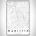 Marietta Georgia Map Print Portrait Orientation in Classic Style With Shaded Background