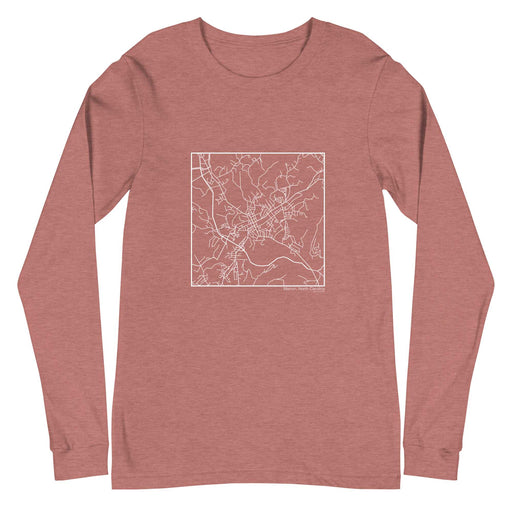 Marion North Carolina  Map Unisex Long-Sleeve T-shirt with City inscription in Heather Mauve