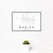 12x18 Marion Ohio Map Print Landscape Orientation in Classic Style With Small Cactus Plant in White Planter