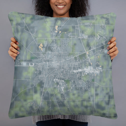 Person holding 22x22 Custom Marion Ohio Map Throw Pillow in Afternoon