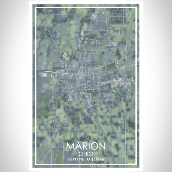 Marion Ohio Map Print Portrait Orientation in Afternoon Style With Shaded Background