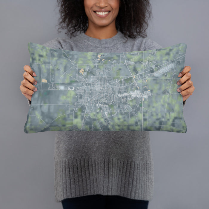 Person holding 20x12 Custom Marion Ohio Map Throw Pillow in Afternoon