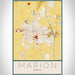 Marion Ohio Map Print Portrait Orientation in Woodblock Style With Shaded Background