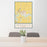 24x36 Markle Indiana Map Print Portrait Orientation in Woodblock Style Behind 2 Chairs Table and Potted Plant