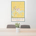 24x36 Markle Indiana Map Print Portrait Orientation in Woodblock Style Behind 2 Chairs Table and Potted Plant