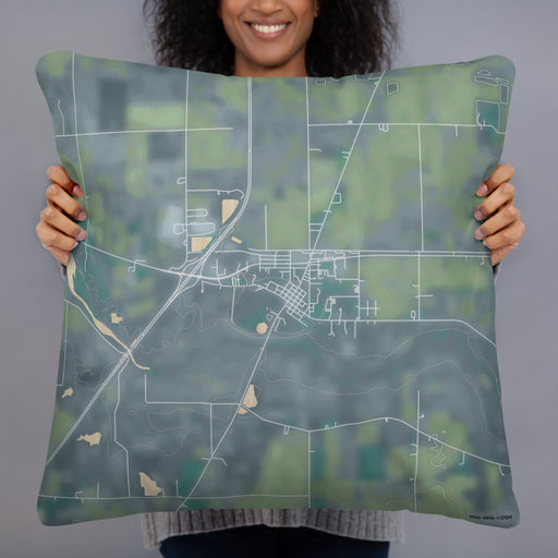 Person holding 22x22 Custom Markle Indiana Map Throw Pillow in Afternoon