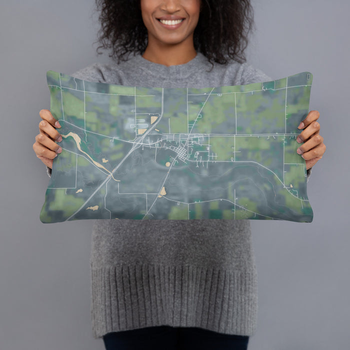 Person holding 20x12 Custom Markle Indiana Map Throw Pillow in Afternoon