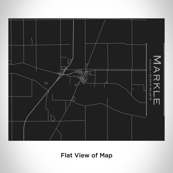 Rendered View of Markle Indiana Map Engraving on 20oz Stainless Steel Insulated Bottle with Bamboo Top in Black