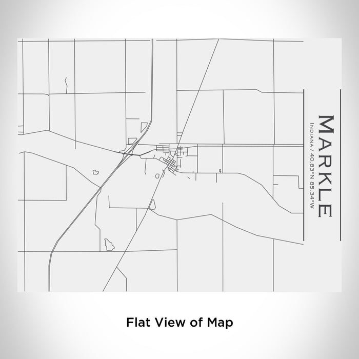 Rendered View of Markle Indiana Map Engraving on 20oz Stainless Steel Insulated Bottle with Bamboo Top in White