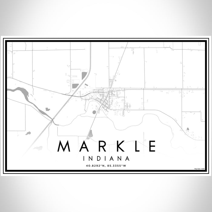 Markle Indiana Map Print Landscape Orientation in Classic Style With Shaded Background