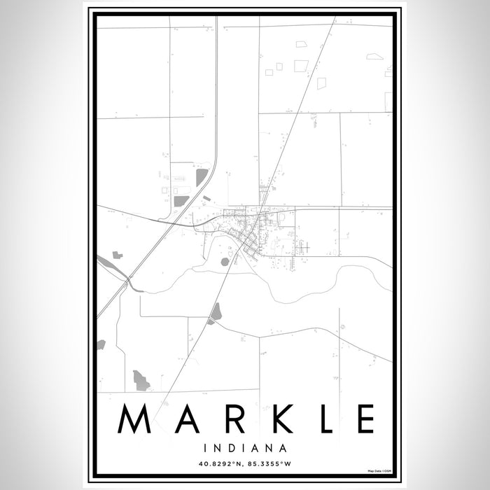 Markle Indiana Map Print Portrait Orientation in Classic Style With Shaded Background