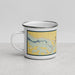 Left View Custom Markle Indiana Map Enamel Mug in Woodblock