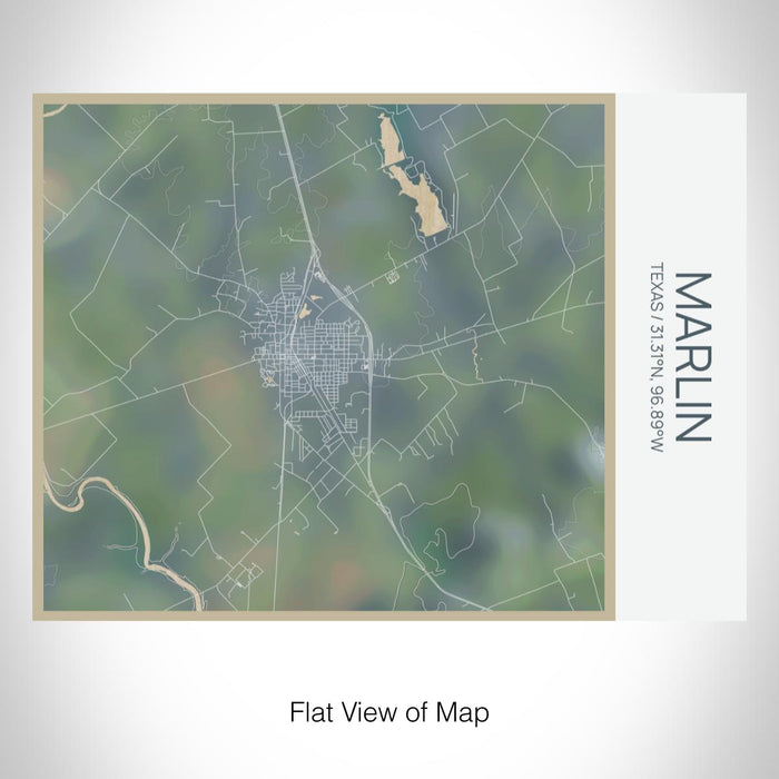 Rendered View of Marlin Texas Map on 20oz Stainless Steel Insulated Bottle with Bamboo Top with printed afternoon style map
