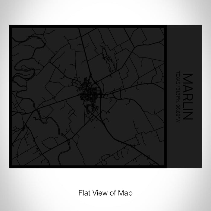 Rendered View of Marlin Texas Map on 20oz Stainless Steel Insulated Bottle with Bamboo Top in Matte Black with printed Tactile Lines Map in Black