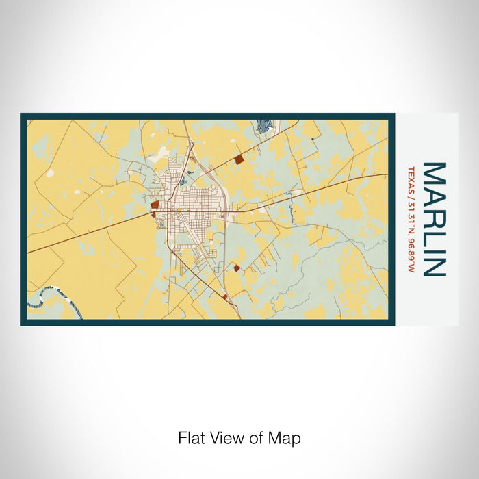 Rendered View of Marlin Texas Map on 17oz Stainless Steel Insulated Bottle with printed woodblock style map