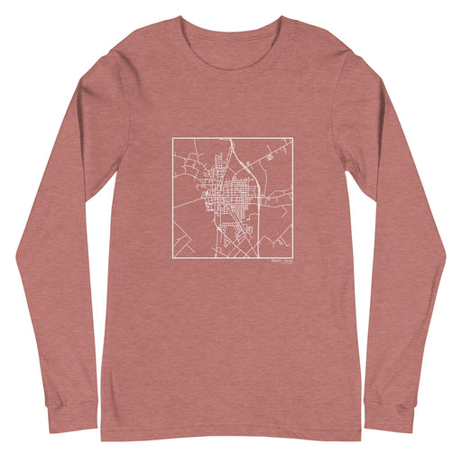 Marlin Texas  Map Unisex Long-Sleeve T-shirt with City inscription in Heather Mauve