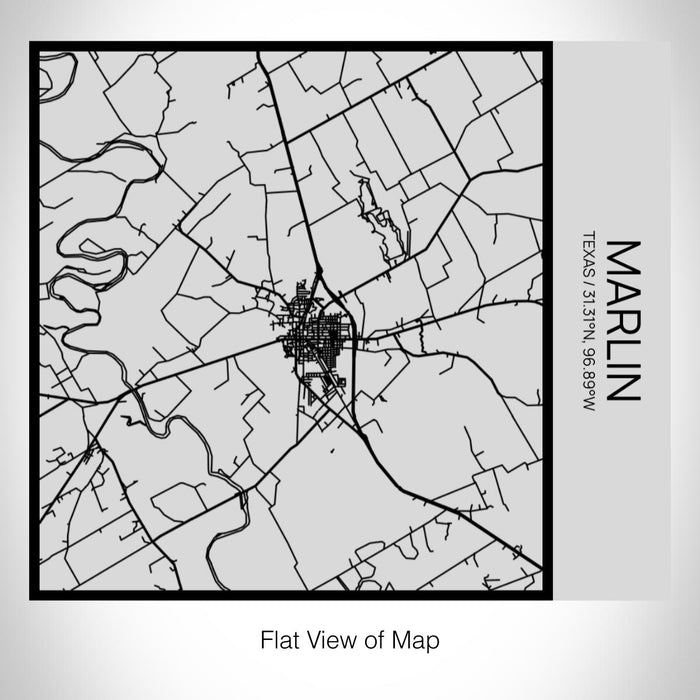 Rendered View of Marlin Texas Map on 17oz Stainless Steel Insulated Tumbler in Tactile Lines with Succulent in Background