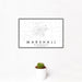 12x18 Marshall Minnesota Map Print Landscape Orientation in Classic Style With Small Cactus Plant in White Planter