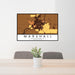 24x36 Marshall Minnesota Map Print Lanscape Orientation in Ember Style Behind 2 Chairs Table and Potted Plant