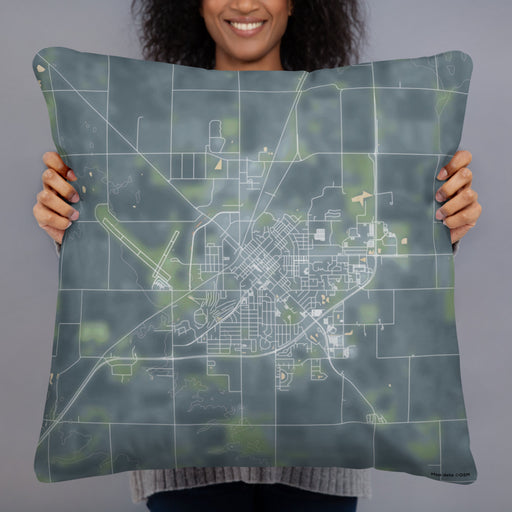 Person holding 22x22 Custom Marshall Minnesota Map Throw Pillow in Afternoon