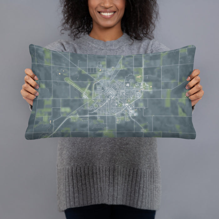 Person holding 20x12 Custom Marshall Minnesota Map Throw Pillow in Afternoon