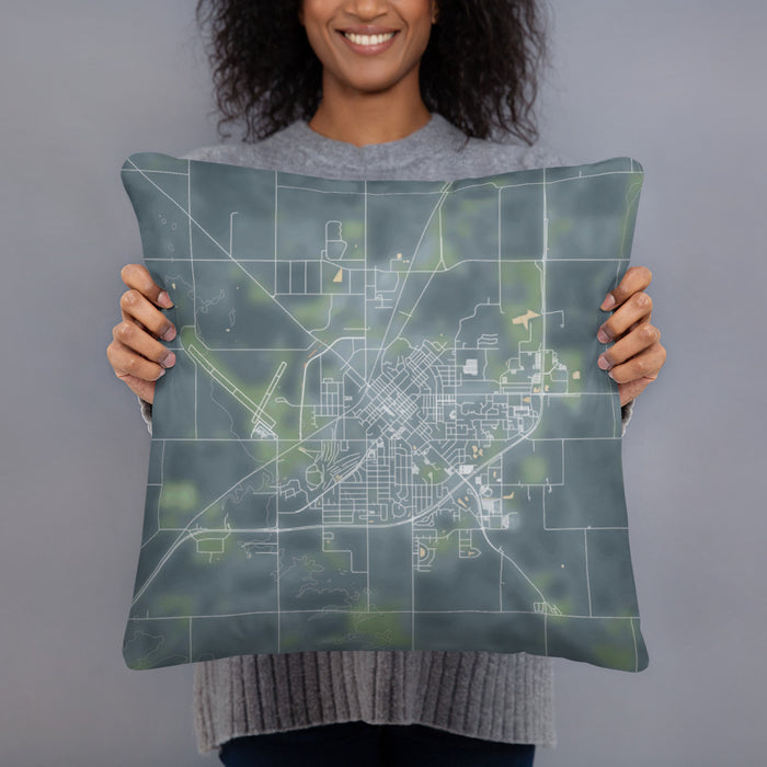 Person holding 18x18 Custom Marshall Minnesota Map Throw Pillow in Afternoon